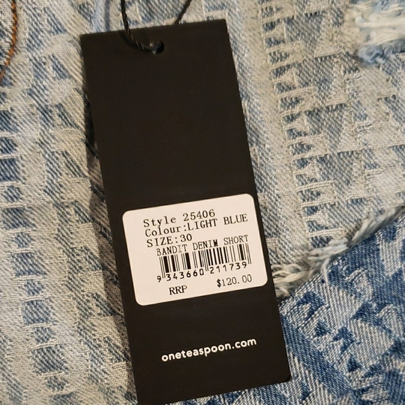 One Teaspoon Patterned Light Blue Bandits Women's Shorts 30 - Picture 2 of 7